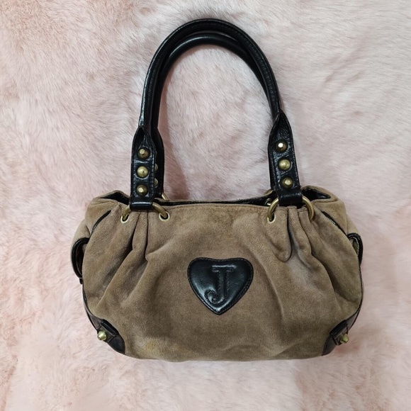 Juicy Couture Bag Purse Vintage Crown Logo Velour Hobo Chain Charm Y2k Bling - Picture 2 of 8